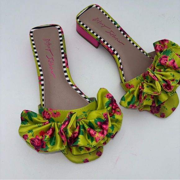 Betsey Johnson Floral Sandals in Pink and Yellow - Picture 3 of 10